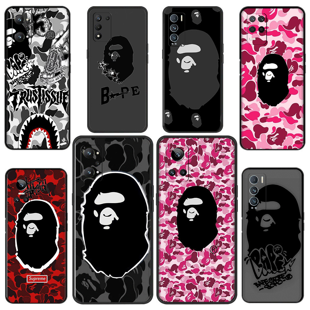 Realme 3 5 6 7 8 Pro 5i 5s Q 6i 7i ความเข้ากันได้ TPU เคสสีดําเคสโทรศัพท์ฝาครอบป้องกันแบบนุ่มหัว Ape