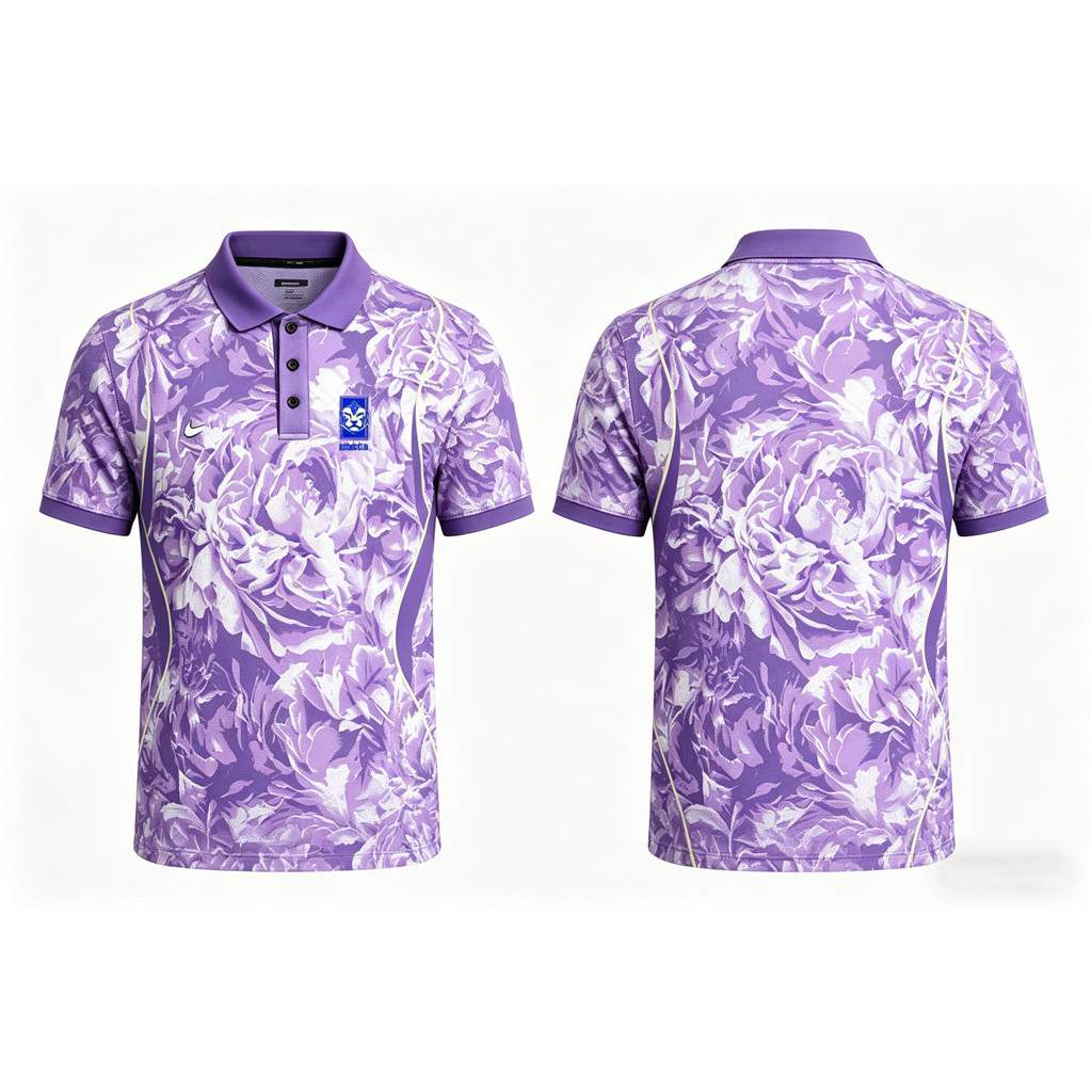 คอลเลกชันเสื้อฟุตบอลลายดอกไม้สีม่วงเสื้อโปโลระบายอากาศ/แขนสั้น/เสื้อเทรนนิ่งแขนกุดสําหรับผู้ชายกีฬาและชุดลําลอง
