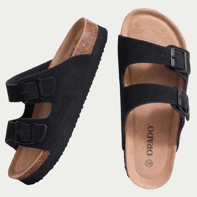 C Shevalues Fashion Platform Cork Slippers For Women Men Classic Flats Sandals Summer Unisex Beach