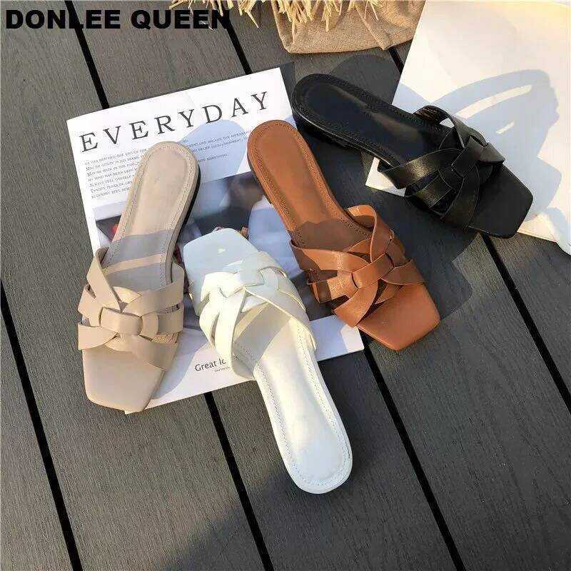 C DONLEE QUEEN Women Brand Slippers Summer Slides Open Toe Flat Casual Shoes Leisure Sandal Female