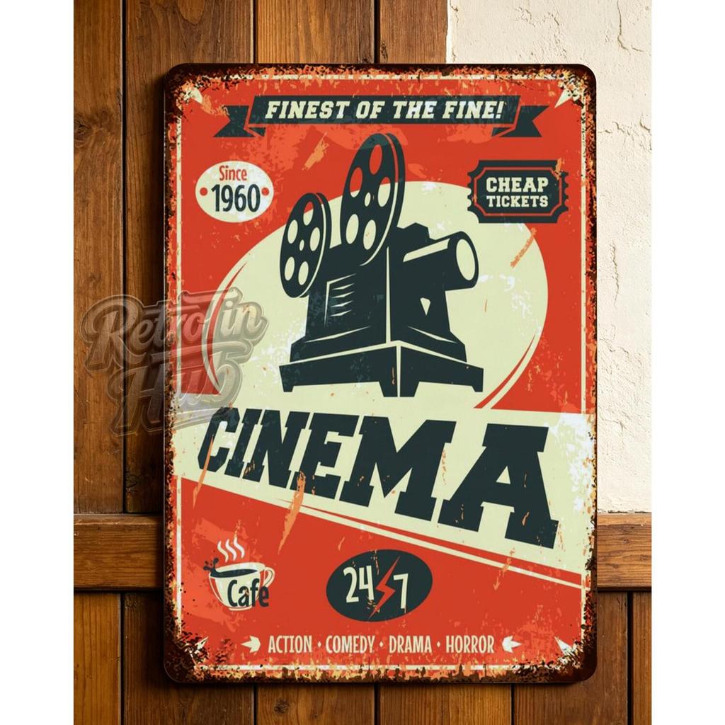 Finest of the Fine! เนื่องจาก 1960 Vintage Cinema ป้ายโลหะฟิล์มโปรเจคเตอร์และรอกพร้อมตั๋วราคาถูก และ