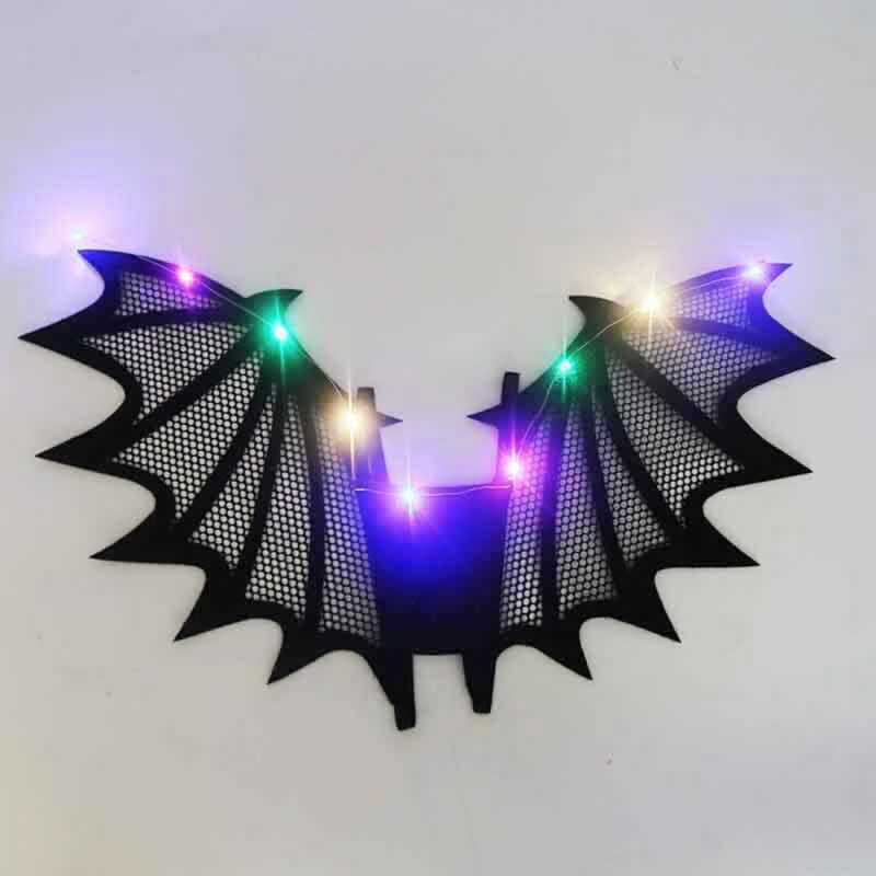 C [Trending Now] Led Up Black Bat Wings Costume For Kids Halloween Vampire Devil Cosplay Wings Fest