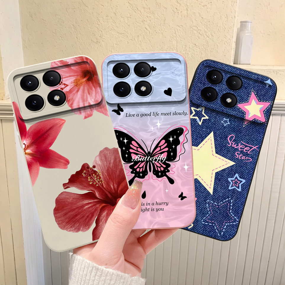 เคสโทรศัพท์สําหรับXiaomi Redmi K70 K70E K70 Pro K70 Ultraแฟชั่นผีเสื้อStarปกหลังลื่นทนทานสําหรับK70U