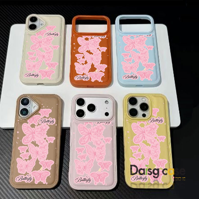 สําหรับ IPhone 17 Air 16 15 14 13 12 11 Pro Max X XR XS Max 7 8 Plus Bunga Merah Muda เคสโทรศัพท์ปกอ