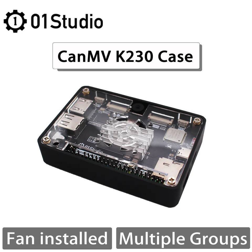 01Studio CanMV K230 กล่องใส่บอร์ดพัฒนา AI กล่องอเนกประสงค์พร้อมพัดลมและจอ 3.5 นิ้ว