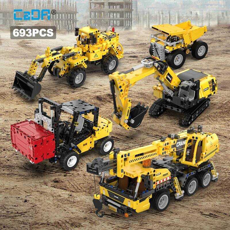 C Cada 63Pcs City Wheelloader Car Heavy Mining Truck Building Bloc DIY Engineering Excavator Bric T