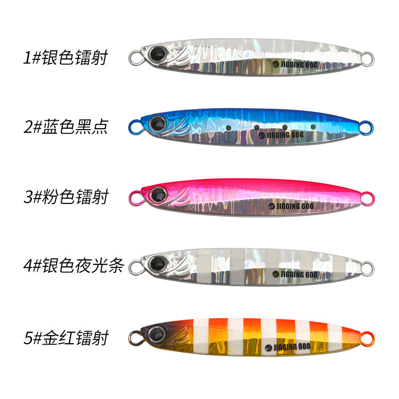 เหยื่อจิ๊กโลหะตา 3D รุ่นใหม่ ผิวเคลือบเลเซอร์สะท้อนแสง ไกล 35g/45g/60g/80g/100g ใช้ตกปลาทะเล