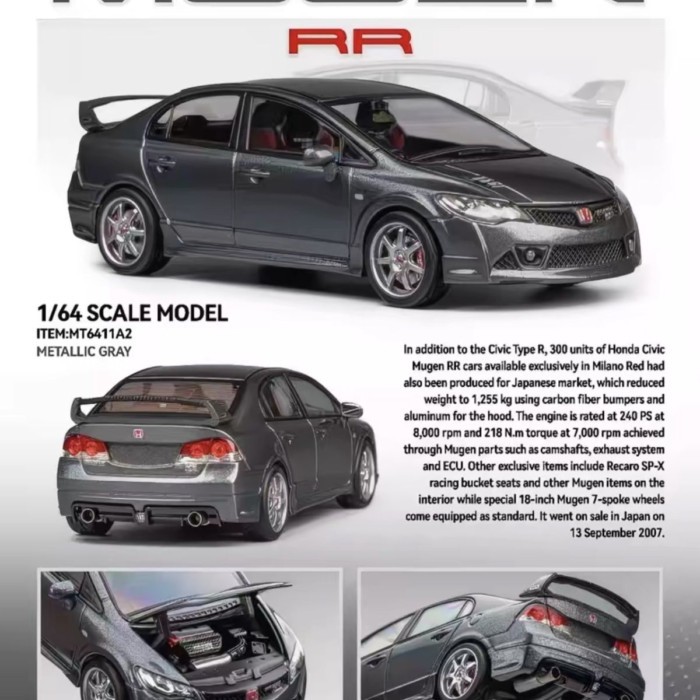 Micro 1/64 Honda Unlimited FD2 โมเดลรถอัลลอย