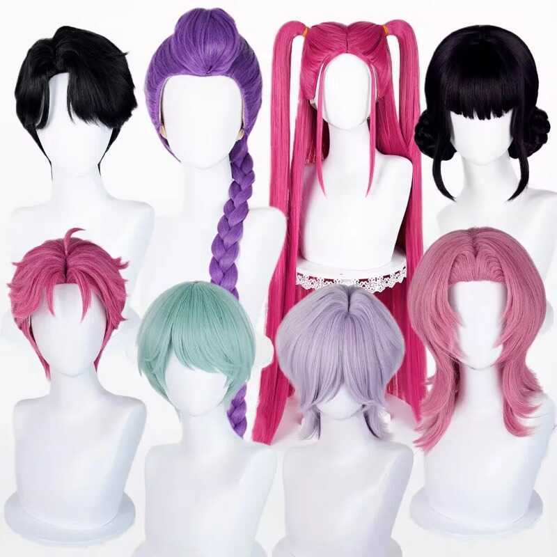 C Saja Boys Jinu Baby Abby Mystery Romance Wig Kpop Demon Hunters Mira I Zoey Cosplay Wig Halloween