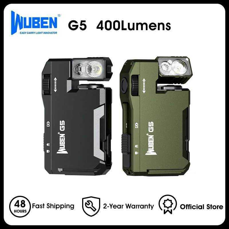C WUBEN Multi-Color Magnetic EDC G5 Flashlight 400 Lumen Usb-C Rechargeable Keychain Hands Free For