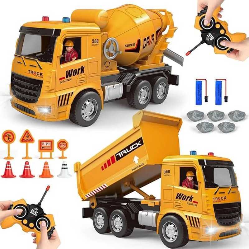 C 6Ch 2.4G RC Dump Truck And Cement Mixer Toy Truck Car RC Engineering Car Children's Toy Boy Chris