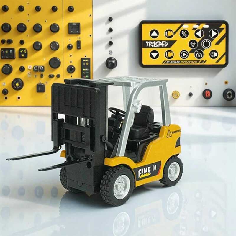 C Mini Alloy Forklift 1/64 RC Engineering Vehicle Bluetooth Remote Control Toy With Multiple Bracke