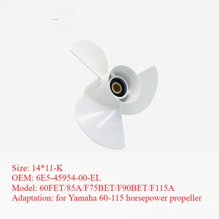 6E5-45954-00-EL 14x11-K aluminum alloy propeller for Yamaha 60FET/85A/F75BET/F90BET/F115A Outboard