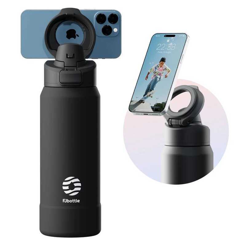 C Fjbottle Magnetic Thermos Stainless Steel Sports Water Bottle With Magnetic Phone Holder Bouncing