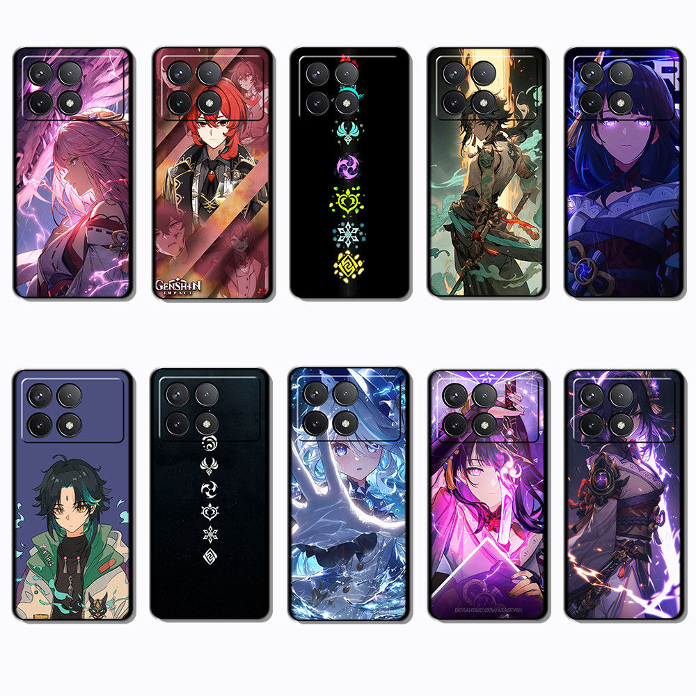 สําหรับ 3c Xiaomi Redmi K40 K60 K70 หมายเหตุ 7 8 Pro NS28 Genshin Impact เกมแฟชั่นนุ่มสีดําเคสโทรศัพ