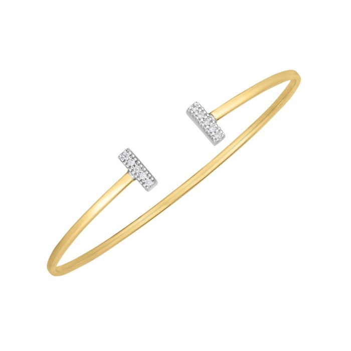 Nathalias NY กำไลTee Bar เพชร 0.07.  กะรัต ทองทูโทน14k 14k Two Tone Gold Diamond Tee Bar Bangle  68