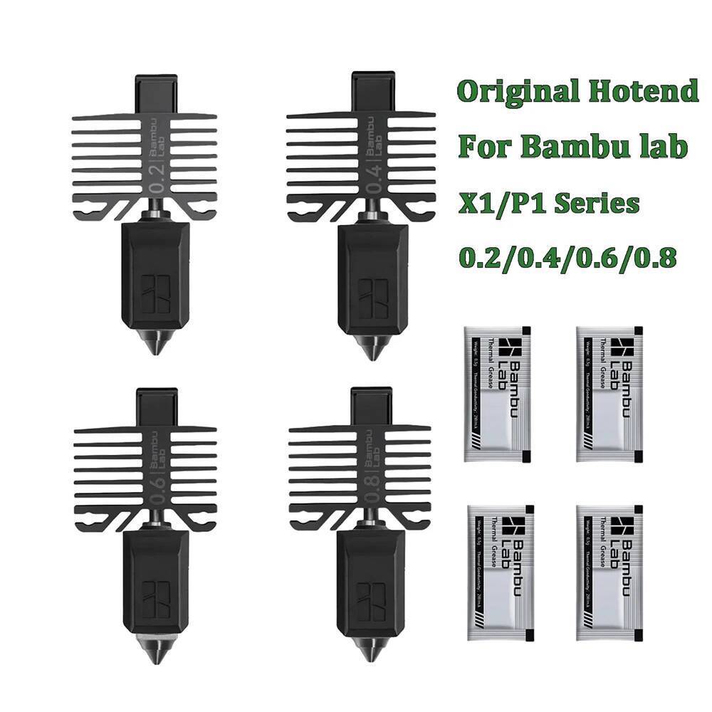Original X1/P1 Series Hotend ชุดเหล็กชุบแข็งหัวฉีด 0.2/0.4/0.6/0.8 มม.สําหรับ Bambu lab X1C X1 P1S 3