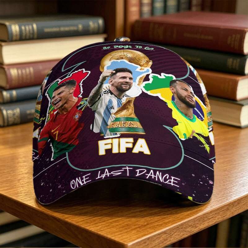 Messi CR7 Neymar Jr หมวกเบสบอลสีม่วง Last Dance Graphic Print - หมวกกันแดดแบบปรับได้สําหรับ 2026 ฟุต