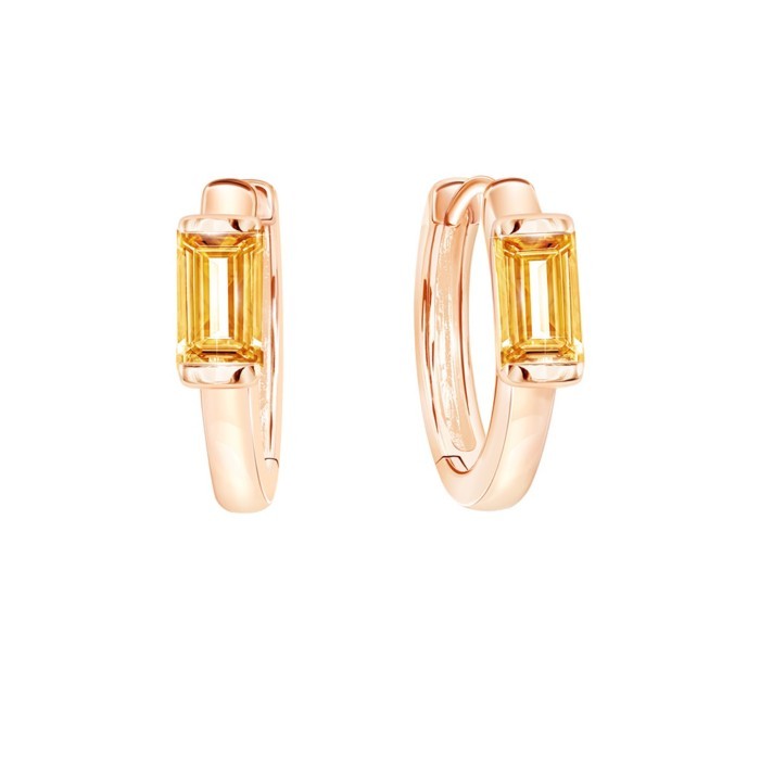 PRIMA ต่างหูประดับอัญมณี Citrine ตัวเรือน 9K สี Rose gold Huggie Confetti Collection 993E0013-03
