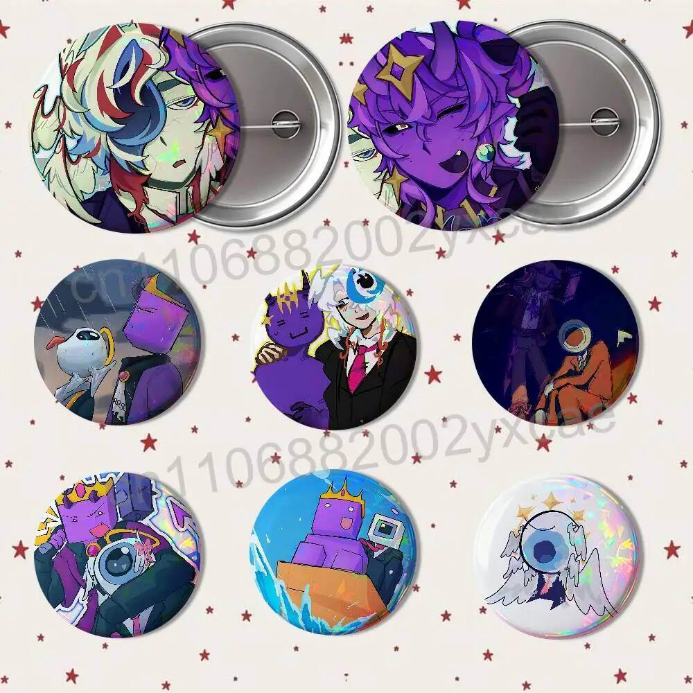 เกม Egg Tax Duo Wemmbu Eggchan เลเซอร์สะท้อนแสงรอบ badges pins กระเป๋าเสื้อผ้าตกแต่งของสะสมสําหรับเพ
