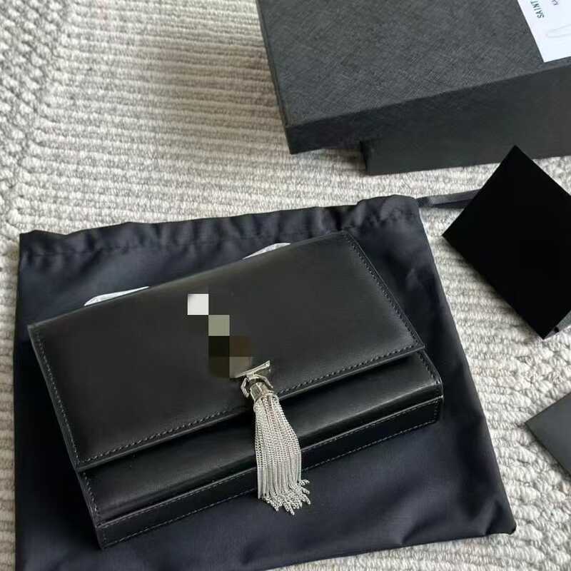 YsL Kate กระเป๋าพู่หนังแท้, กระเป๋าลายธรรมดา Wang Zhen, กระเป๋าสะพายและสะพายข้างความจุขนาดใหญ่ของผู้