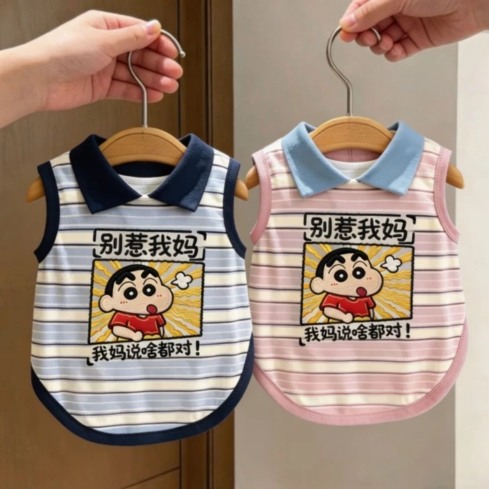 [คลังสินค้าพร้อม] ลายทางสีตัดกันสไตล์บาง ปก โปโล พิมพ์เสื้อผ้าสัตว์เลี้ยงระบายอากาศ thumbnail 3