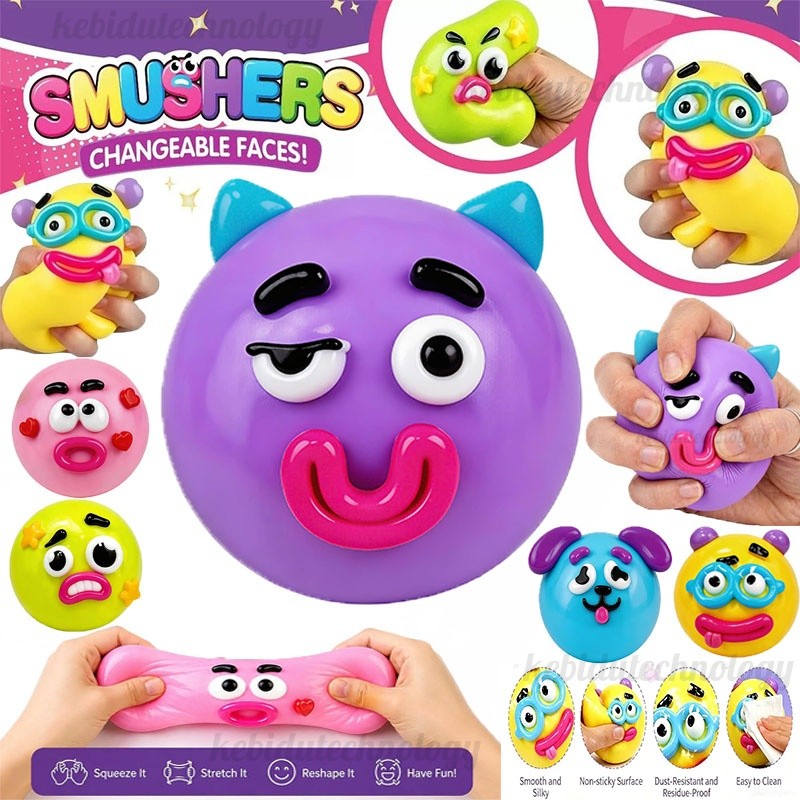 2PCS ใหม่ Smushers Squishy ของเล่นน่ารัก Easy Squieezy ตลก Face Squishy สํานักงานความเครียดลูกความเครียดบรรเทาโต๊ะอุปกรณ์เสริมสําหรับผู้ใหญ่