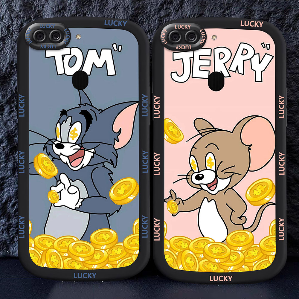 อ่อนนุ่มเคสโทรศัพท์หรับ OPPO A12 A5S A12S A11K A12E A7 M45 Cat gold Mouse