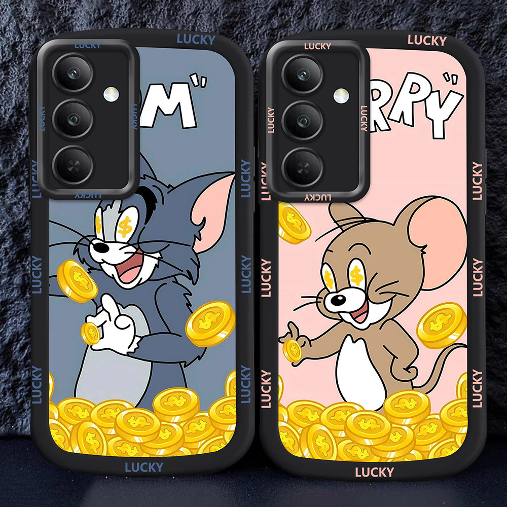 อ่อนนุ่มเคสโทรศัพท์หรับ Samsung A25 S24 S22 A36 A56 S25 Ultra Plus 5G M45 Cat gold Mouse