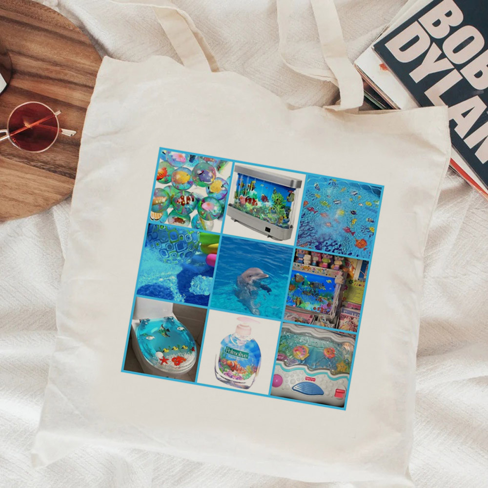 Frutiger Aero tote bag sac cabas canvas totebag ช้อปปิ้งผู้หญิงของชํา