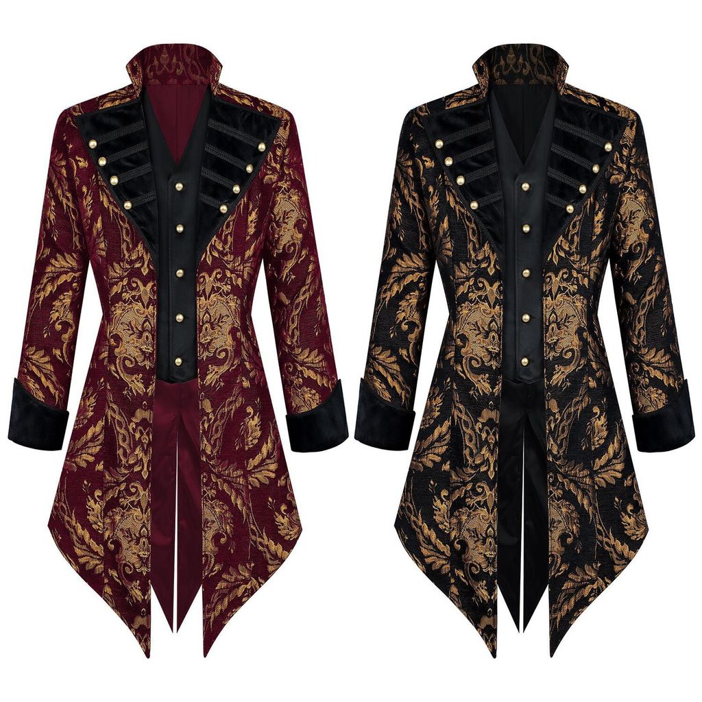 ยุคเรนาซองส์ Gothic Coat Victorian Tailcoat Pirate Steampunk Jacket