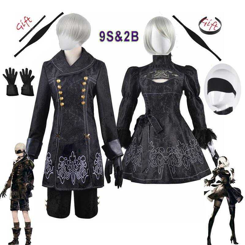 C Anime Nier Automata Cosplay S Yorha 2B Cosplay Suit Male Women Outfit Wig Disguise Costume Plus S