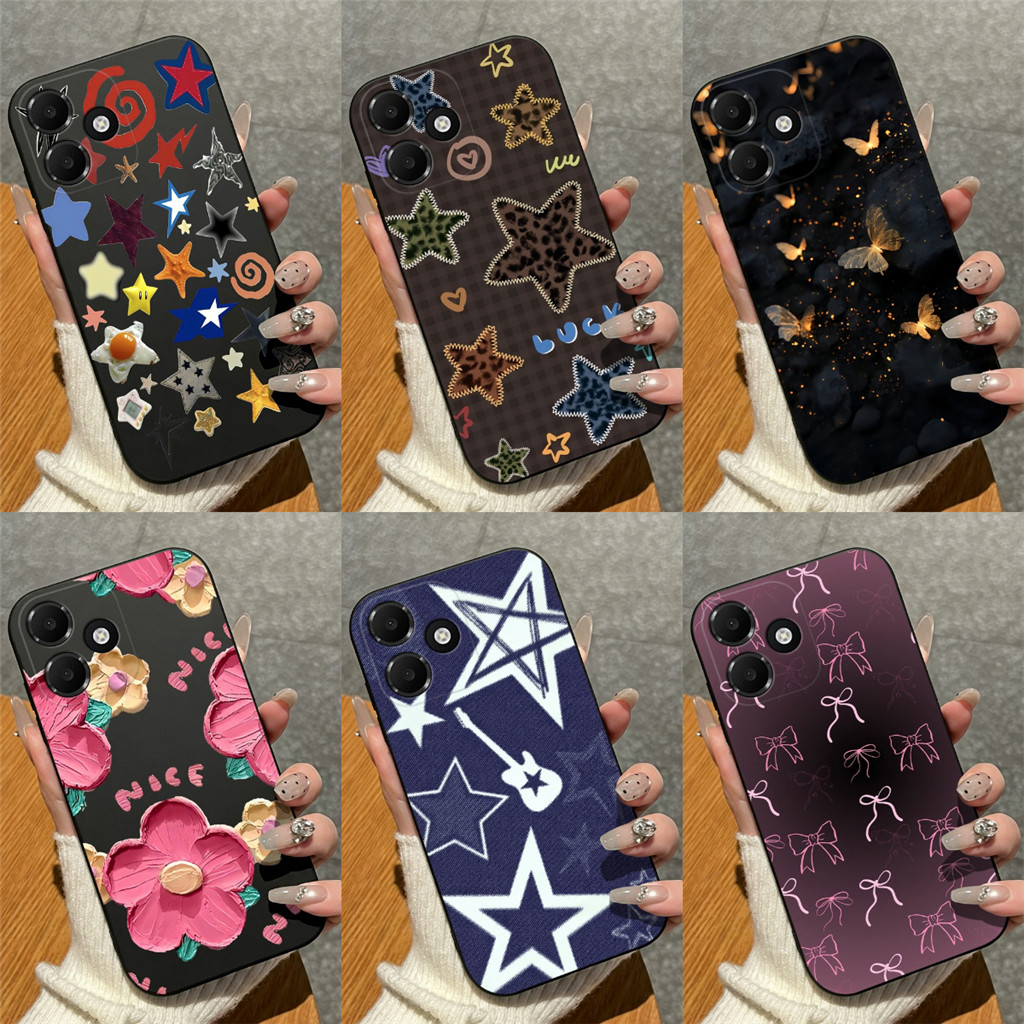 ปลอกสําหรับ OPPO A6C 4G Shining ดาวที่สวยงาม Butterflies Flowerst Soft Matte ซิลิโคนกันกระแทกทนทานลื่นแฟชั่นสําหรับ OppoA6c OPPO a6c โทรศัพท์