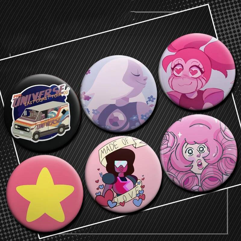 50/58 มม.Teven Universe สตรอเบอร์รี่ Field Pastel Peridot Portrait นุ่มปุ่ม Pin Creative เข็มกลัด Badge สําหรับกระเป๋าตกแต่ง