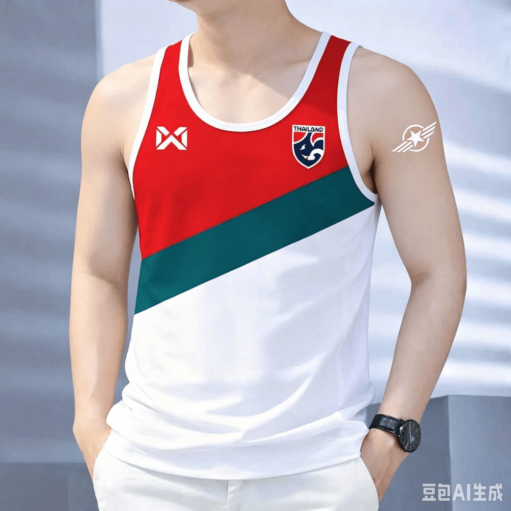 ผู้ชายประเทศไทยธงสีบล็อกเสื้อกล้ามสีแดงสีเขียวสีขาวแขนกุดเสื้อกั๊กกีฬา