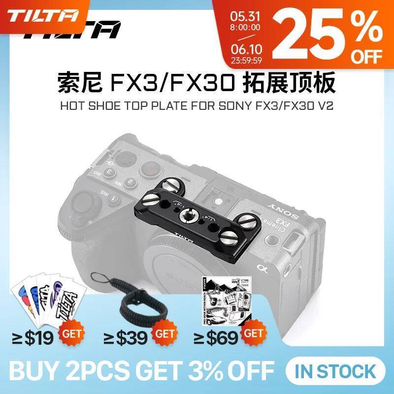 TILTA สําหรับ Sony FX3 FX30 Hot Shoe Top Plate สําหรับ Sony FX3/FX30 V2 - สีดํา