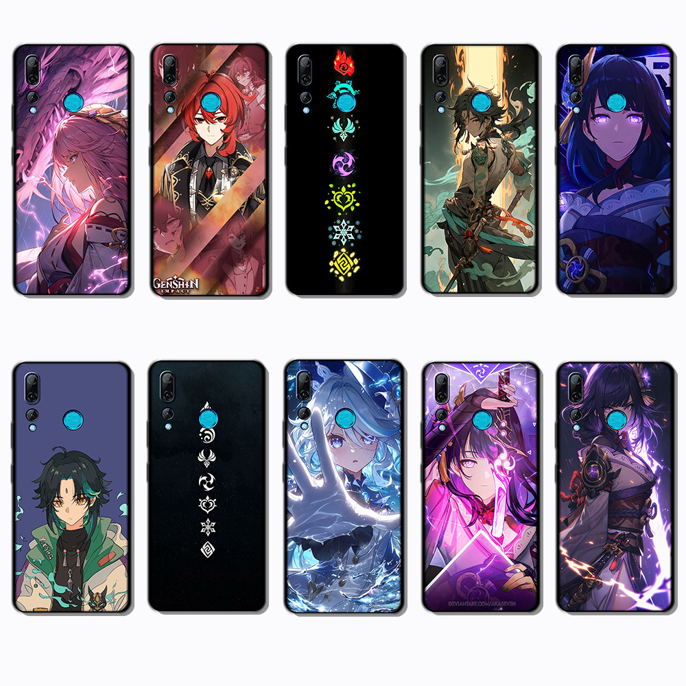 สําหรับ 3c Huawei Y6s Y6 Pro Y7 Y9 Prime NS28 Genshin Impact เกมแฟชั่นเคสโทรศัพท์สีดํานุ่ม