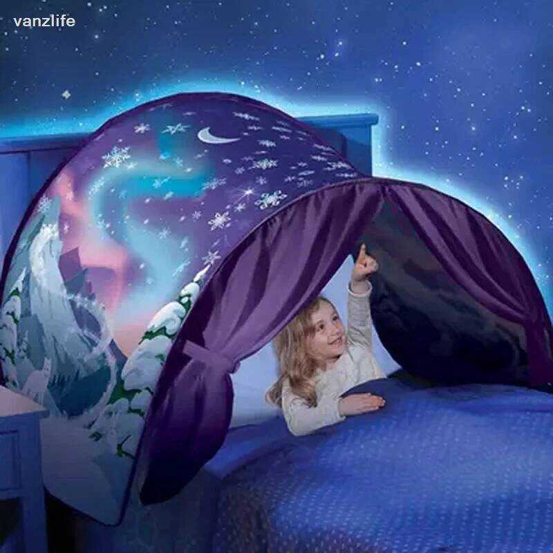C Children's Starry Bed Folding Light-Blocking Tent Bed Mosquito Net Indoor Bed Canopy Baby Room De