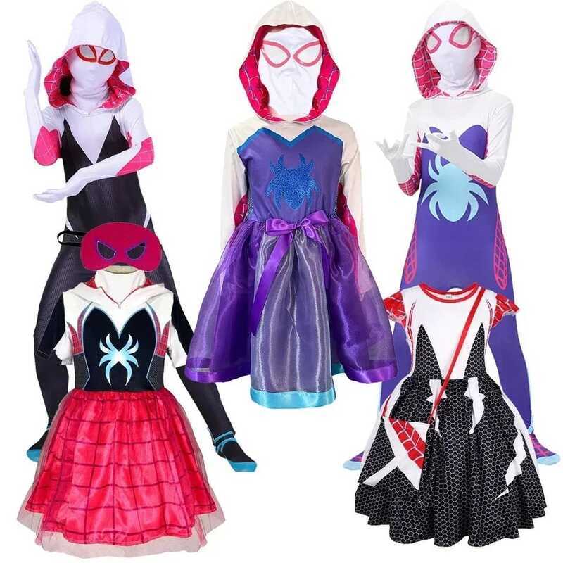 C Girls Gwen Stacy Ghost Spider Costume Suit Women Adult Kid Halloween Cosplay Gwen Stacy Costume F