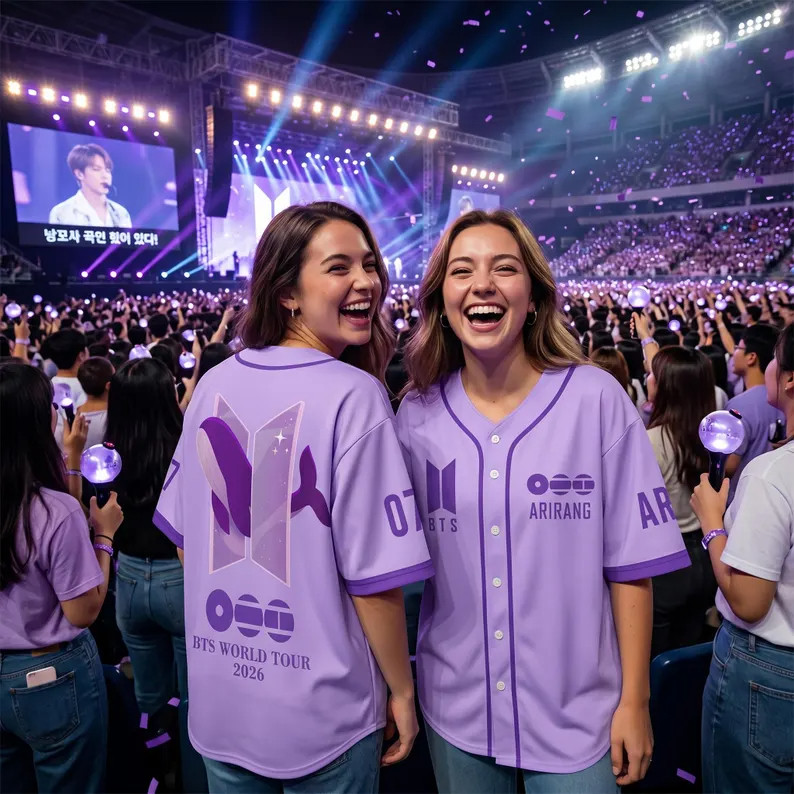 เสื้อเบสบอลสมาชิก BTS ส่วนบุคคล, ชุดคอนเสิร์ต Bangtan, เสื้อ Jungkook, BTS World Tour 2026 Jersey, ข