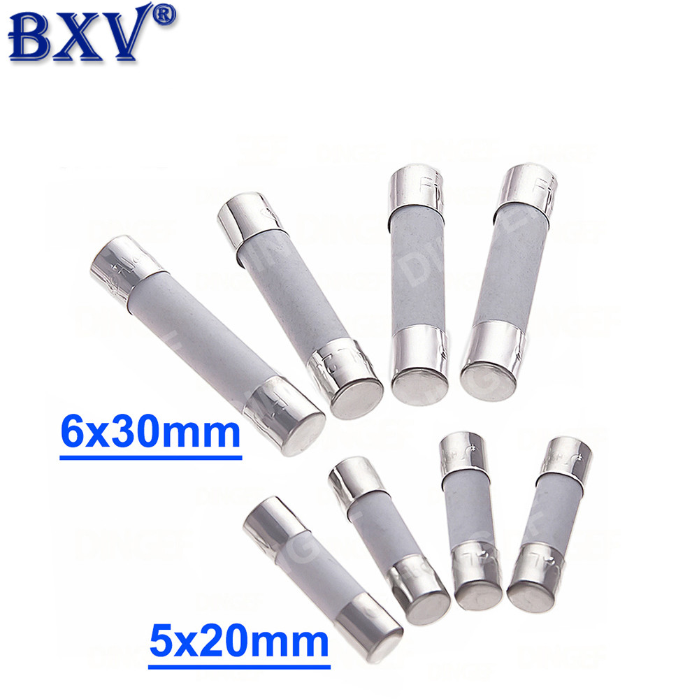 10PCS Fast-Blow ฟิวส์หลอดเซรามิค - Universal 5x20mm & 6x30mm Circuit Protectors (0.1A ถึง 30A, 250V) สําหรับ DIY Electronics & ซ่อมเครื่องใช้ไฟฟ้า