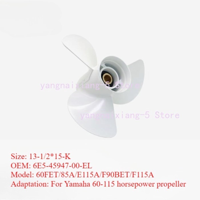 6E5-45945-01-EL-00 13-1/4x17-K aluminum alloy propeller for Yamaha 60FET/85A/E115A/F90BET/F115A Out