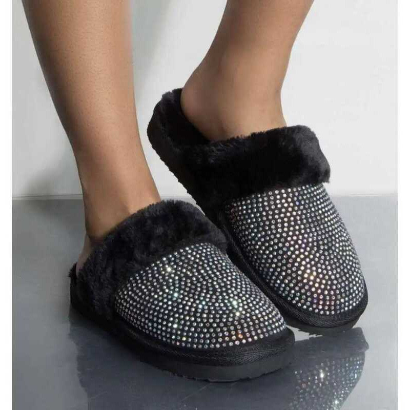 C Women Slippers Winter Warm Fur Slippers Girls House Shoes Home Indoor Slides Female Bedroom Shoes