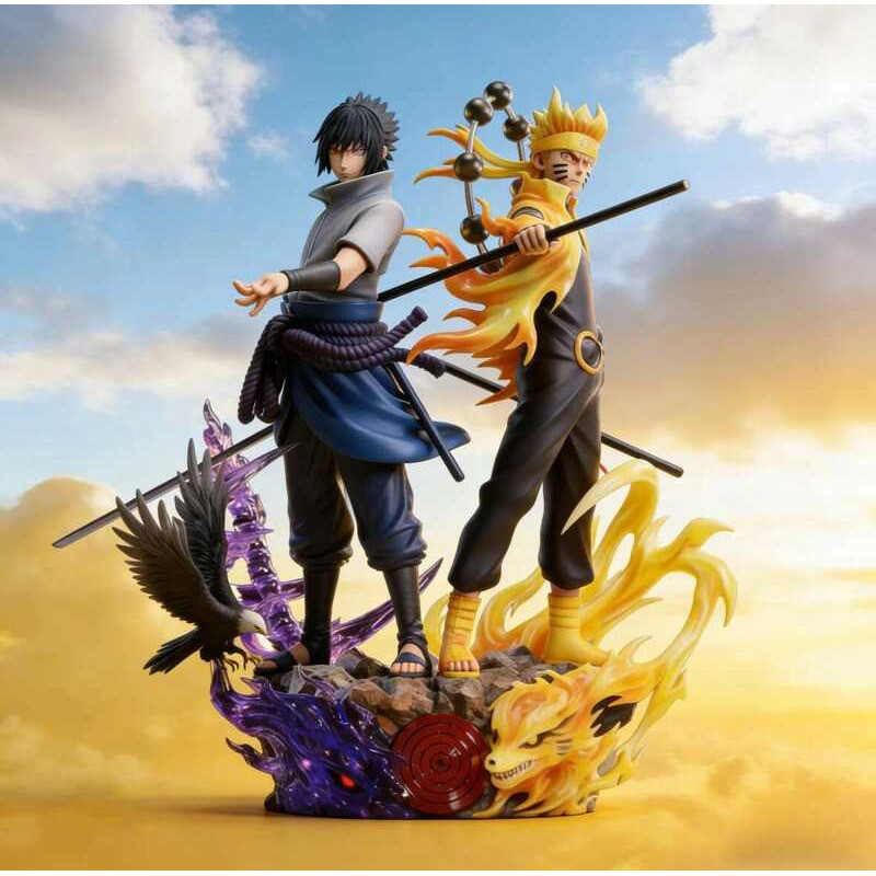 C 22Cm Naruto Anime Figure Naruto And Sasuke GK Collection Figures Statue Anime Peripheral Model Or