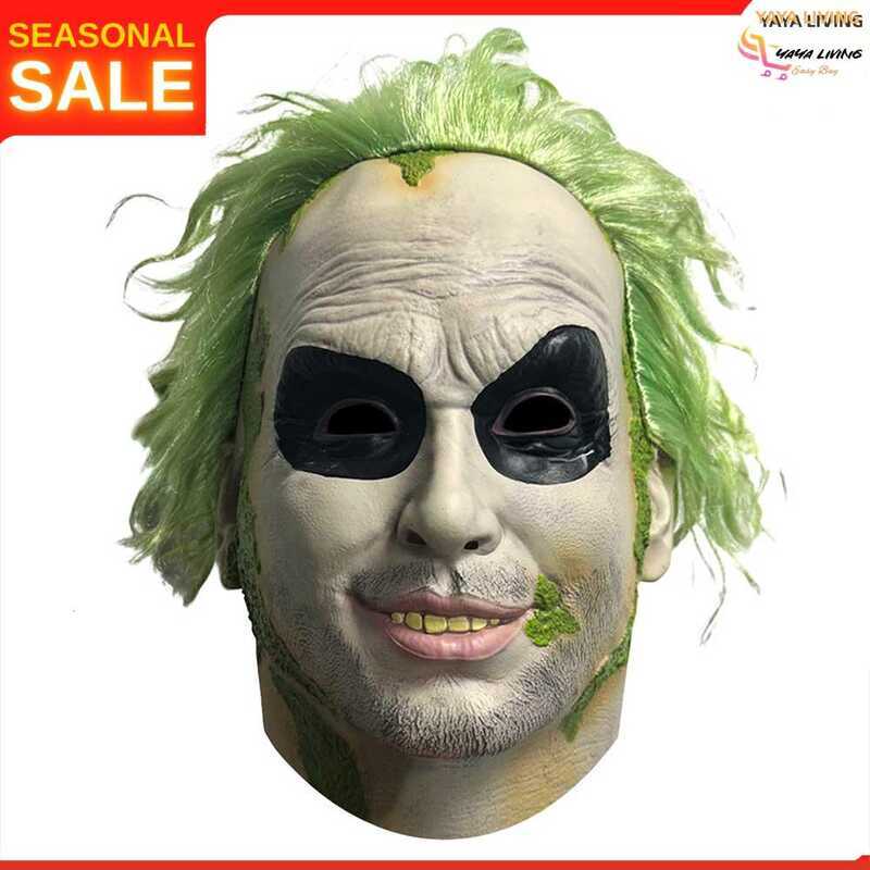 C Halloween Beetlejuice Clown Scary Joker Decoration Toy Cosplay Fancy Dress Head Wigs