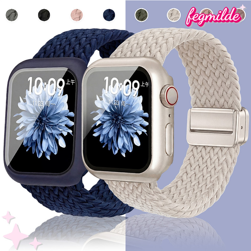 กรณี PC สายไนล่อนถักแม่เหล็ก for IWatch Apple Watch SE/Ultra 3 2 Series 11 10 9 8 7 49 46 45 41 44 40 42 38มม