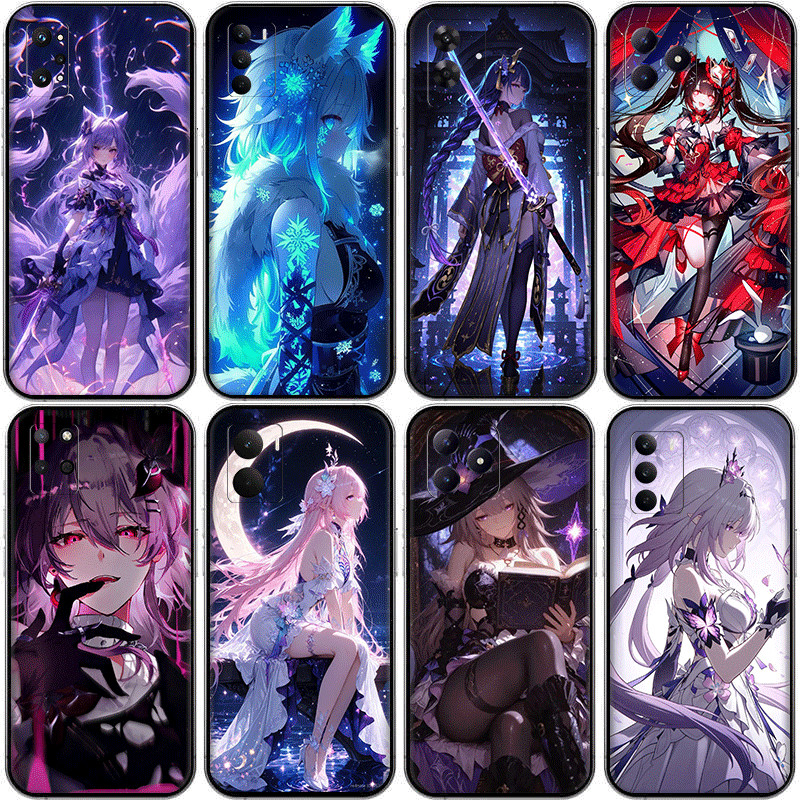 มังงะเกม honkai impact yx2 สําหรับ Realme 8S 8i 9i 9 10 Pro Plus 12X ความเข้ากันได้ TPU เคสโทรศัพท์ 