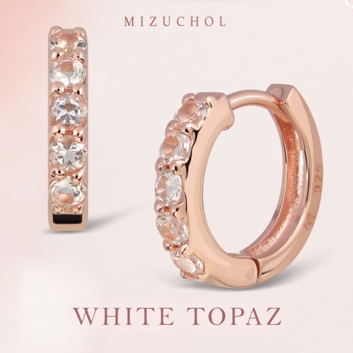 Mizuchol ต่างหู White Bubbles Earrings พลอย White Topaz