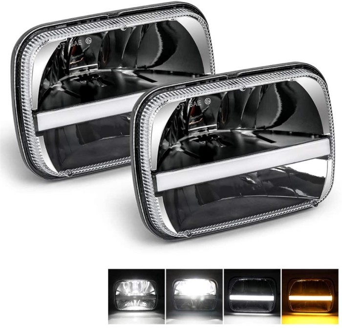 Square 5x7 6X7 Inch LED Projector Headlight With Trun Signal DRL For Jeep Wrangler YJ Cherokee XJ T