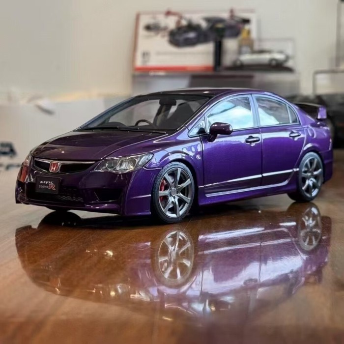 MH 1: 18 Honda Civic Type R FD2 2007 Alloy Full Open Collection Car Model สีม่วง